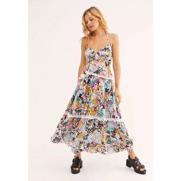 NWT Free People Ivory/Multi Colored Kahlo Printed Set Size XS - Picture 1 of 10